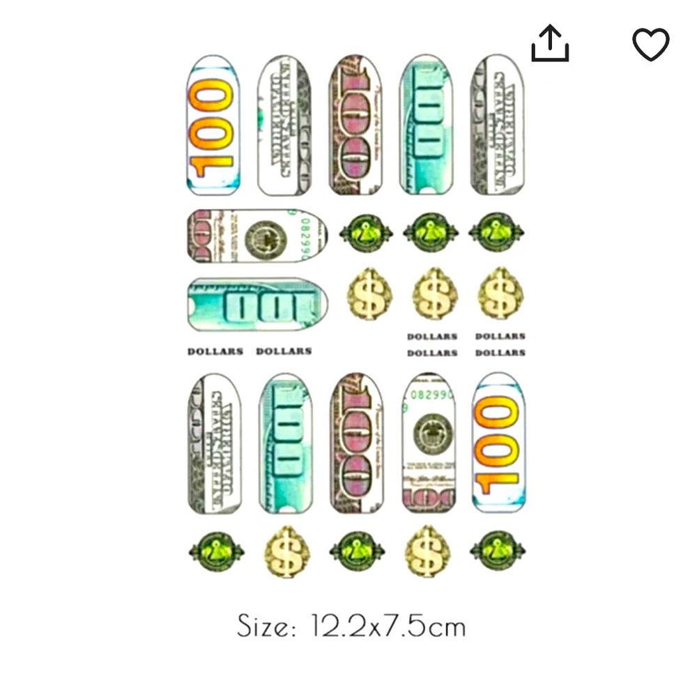 Money nail sticker's